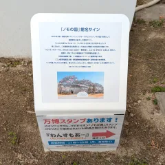 パナソニックグループパビリオン「ノモの国」館名サインの説明